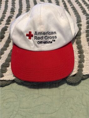 Off-White American Red Cross White and Red Baseball Cap